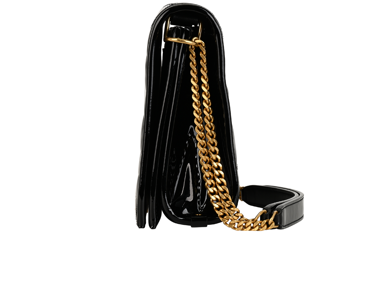 Becky Shoulder Bag, &pound;895, Handbags, Black, Patent Leather, Bottom view